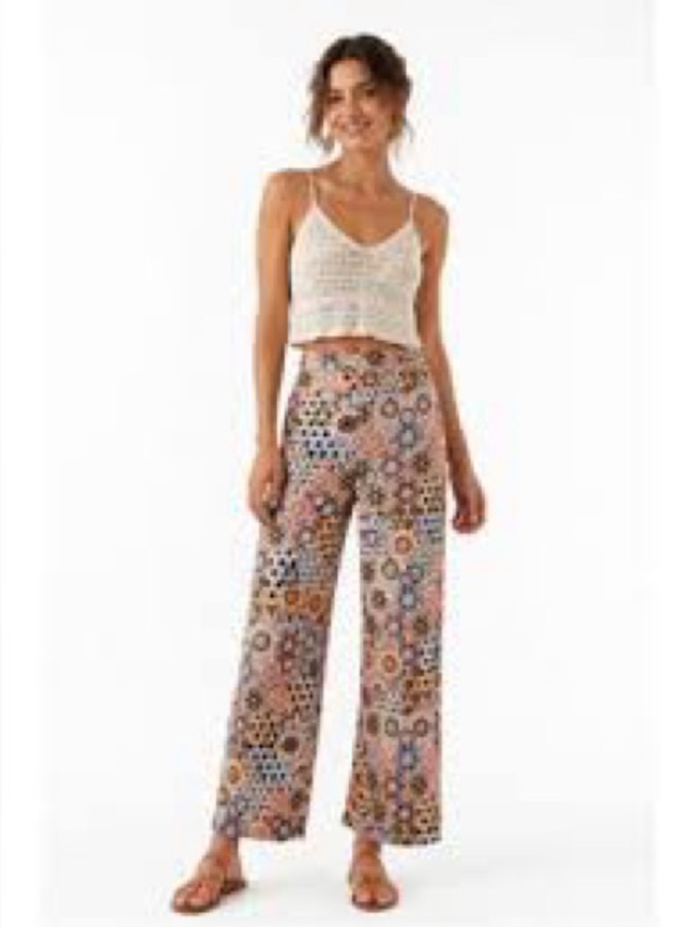 Anthropologie Geometric Straight Wide Ankle Pant Abstract Motif Womens Size 14